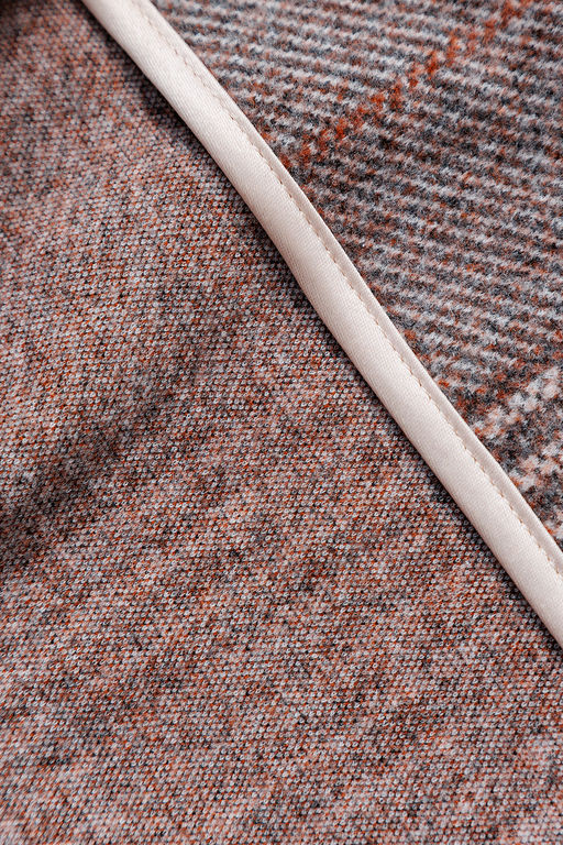 273-1BRN Юбка теплая в клетку миди