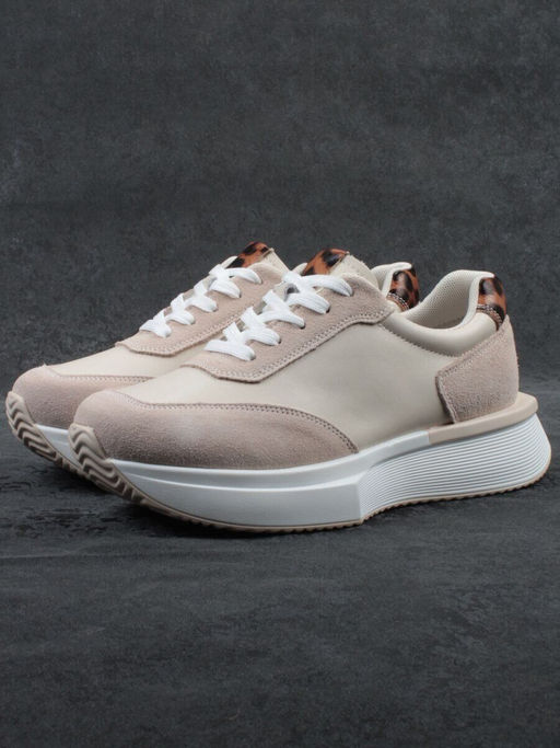 03-YG497-2 BEIGE Кроссовки женские (натуральная кожа)