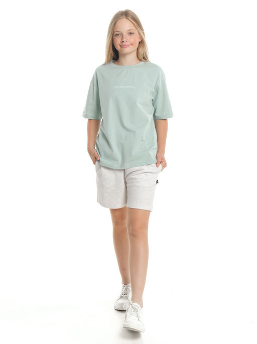 Футболка с принтом 22-7652 серо-голубой | черный - Mini maxi фото 13