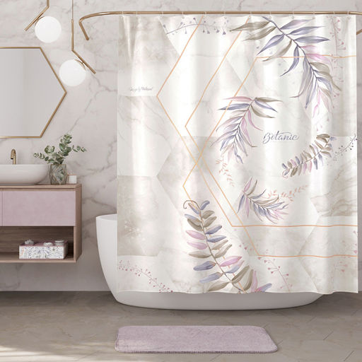 VAL BL-M-1820 Штора для ванной комнаты, полиэстер, 180*200 см, BOTANIC LILAC MOSAIC, шт