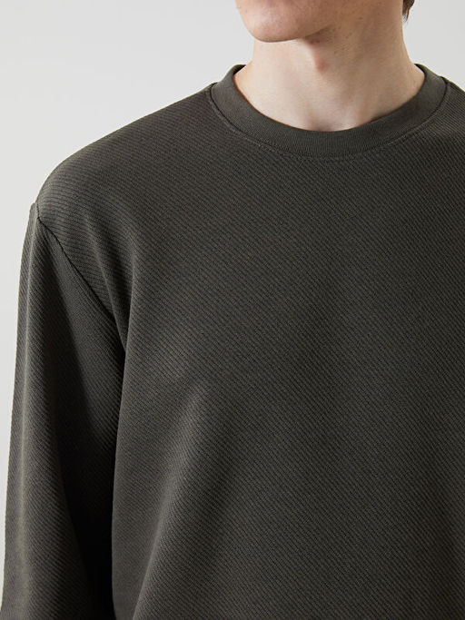 Bisiklet Yaka Uzun Kollu Erkek Sweatshirt