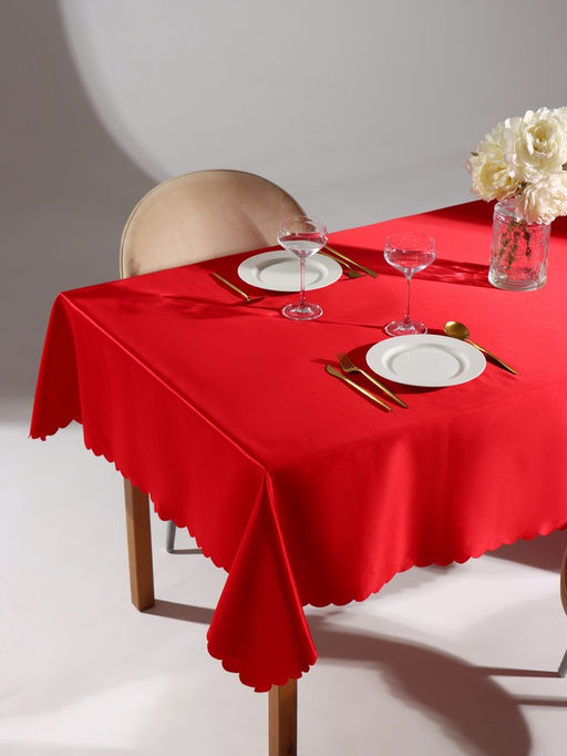 Скатерть Доляна, однотонная, 140?200 см, красная, 140 г/м?, 100% п/э