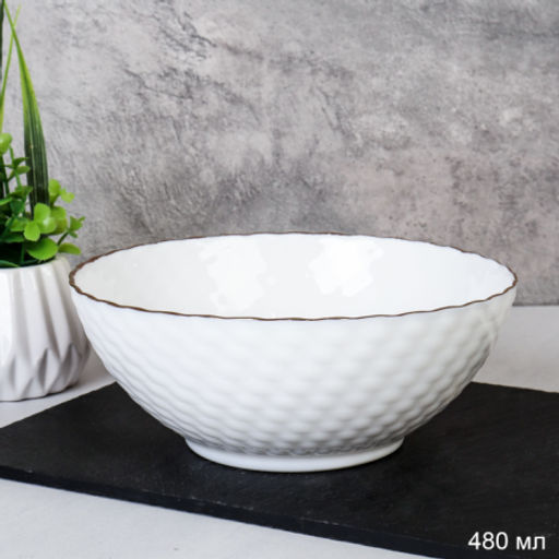 Набор суповых тарелок 6 штук 480 мл / NHG60 (white GOLD) /уп 8/ Золотая отводка - ГалеонТрейд фото 2
