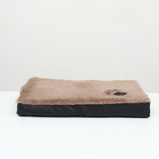 Перина прямоугольная мех, экокожа, периотек, 60 х 40 х 10 см, коричневый - Пижон фото 2