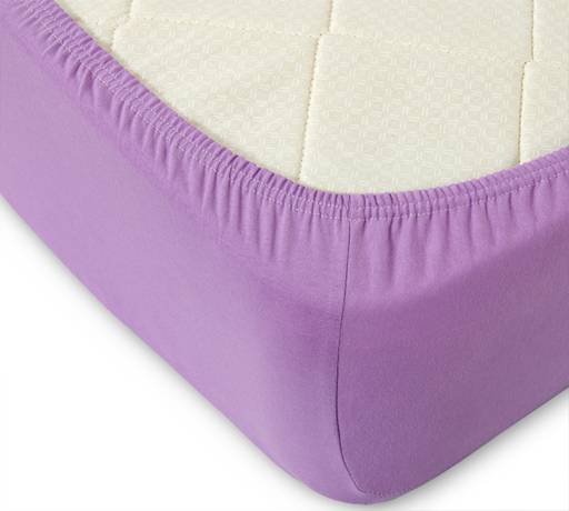 Простыня трикотажная на резинке 200*200*20 цвет сирень