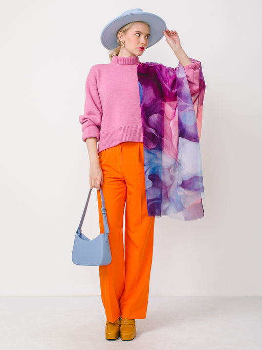 Большой, мягкий, тонкий и очень нежный двусторонний палантин с рисунком в стиле арт-деко - Tantino фото 2