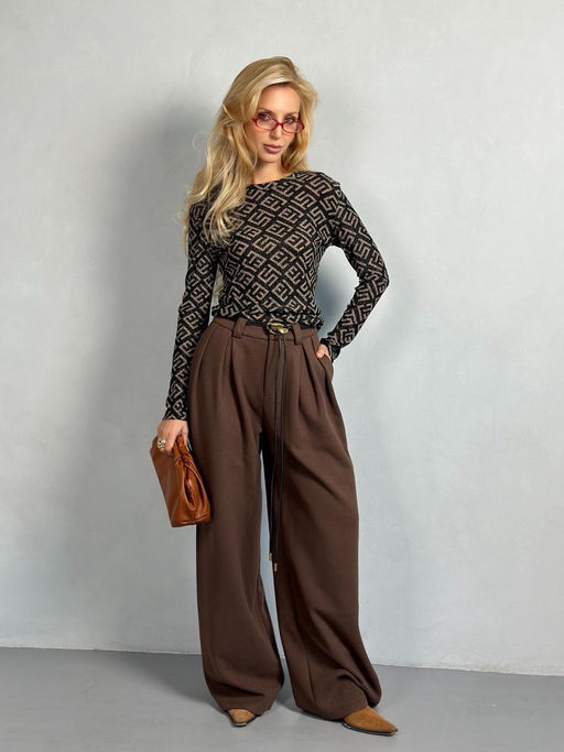 Лонгслив #КТ5930-8, чёрный,бежевый - Dommod фото 8