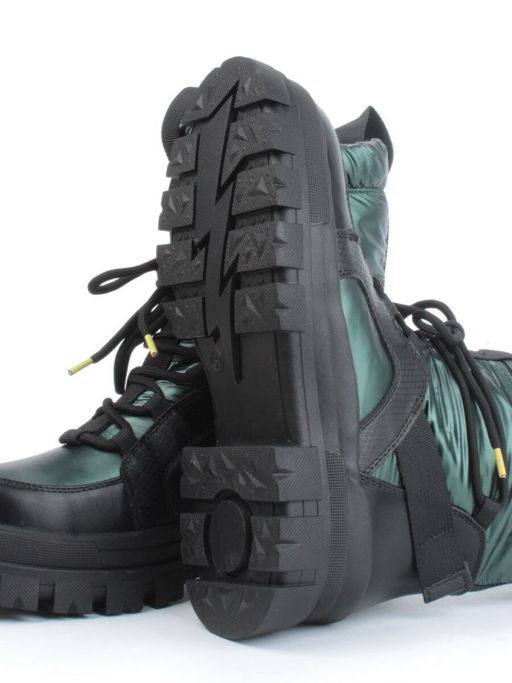 02-FAR120-2Z GREEN/BLACK Дутики женские (искусственная кожа, плащевая ткань, шерсть) - Фабричный китай фото 7