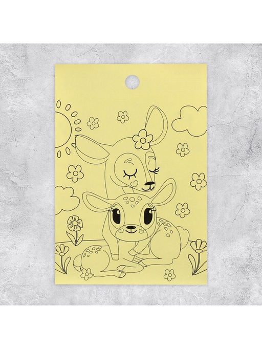 Цена за 10 шт. Наклейки детские бумажные «Олень и медвежонок», c раскраской на обороте, 10×14 см