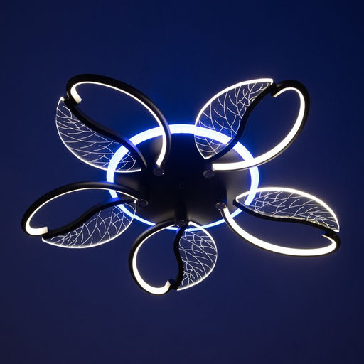 Люстра потолочная BayerLux «Астрид», 5хLED, 110 Вт, 3000-6000К, RGB, черный, 65×65×8 см