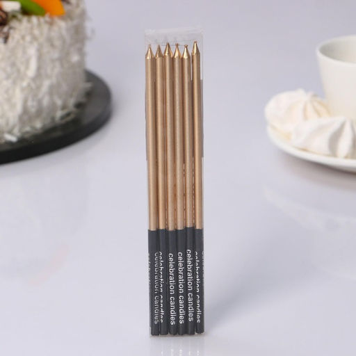 Свечи в торт Праздник, 6 шт, 14,5 см, золото с чёрным - Страна карнавалия фото 3