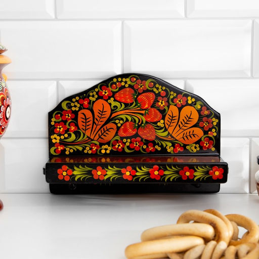 Набор кухонных принадлежностей «Земляничка», 6 предметов: 2 доски, 3 банки, подставка, дерево, хохлома