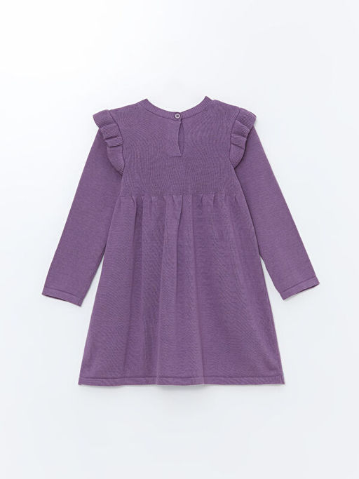 Bisiklet Yaka Uzun Kollu Desenli K?z Bebek Elbise