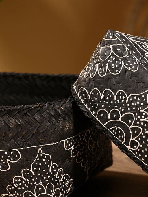 Корзинка плетёная «Бонтанг», 19×19×14 см, бамбук, тёмная