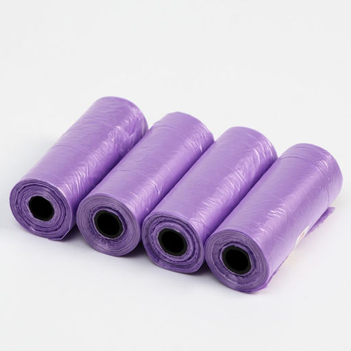 Цена за 2 шт. Пакеты для уборки за собаками, однотонные (4 рулона по 15 пакетов 29×21 см), фиолетовые