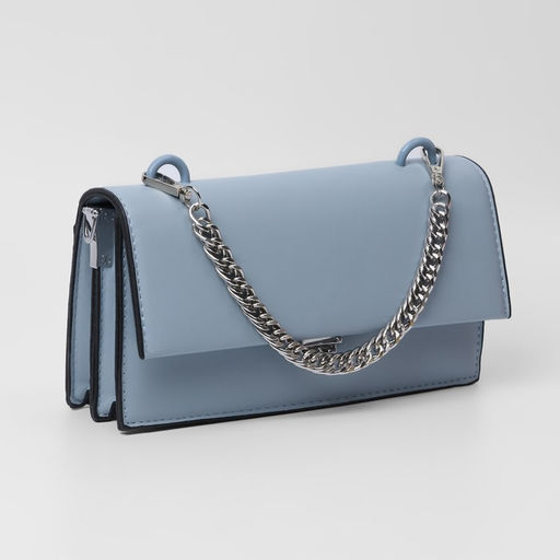 Цена за 2 шт. Цепочка для сумки, с карабинами, металлическая, плоская, плотное плетение, 15×10 мм, 30 см, цвет серебряный