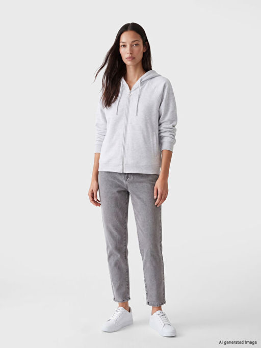 Толстовка Kadın Oversize Kalın Fermuarlı Sweatshirt женская Oversize