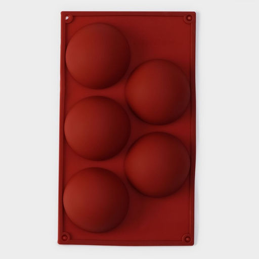 Форма для выпечки Доляна «Полусфера», силикон, 29.5×17 см, 5 ячеек, d=8 см, МИКС