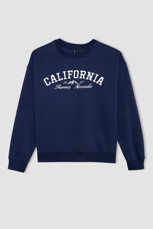 Снова в школу, свободный крой, толстый свитшот с круглым вырезом, повседневный тканевый свитшот