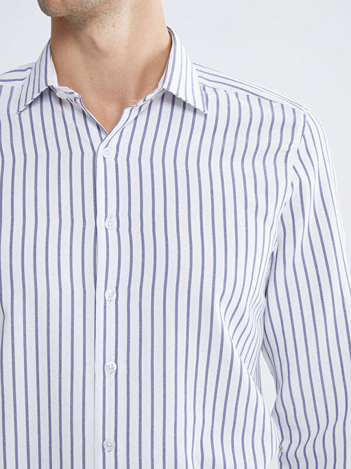 Slim Fit Uzun Kollu ?izgili Erkek G?mlek