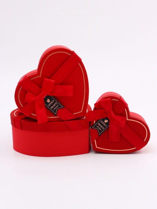 Набор подарочных коробок 3 в 1 сердца, красный, 22?20?9; 18.5?17?7.5; 1 6?14?6 см