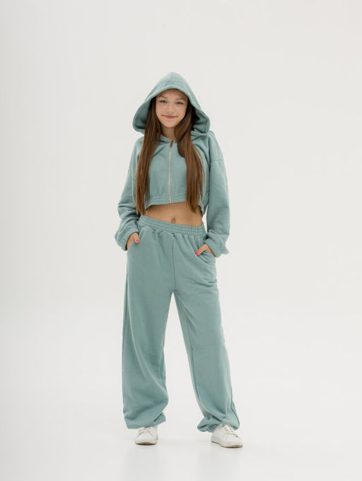 Костюм из спортивной ткани найк футер утепленный, мята (велюр эффект) - Knitka wear фото 6