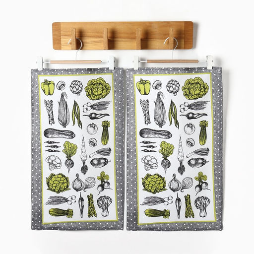 Набор полотенец Доляна Овощи 35х602 см-2шт.,100% хл, рогожка,162г/м2