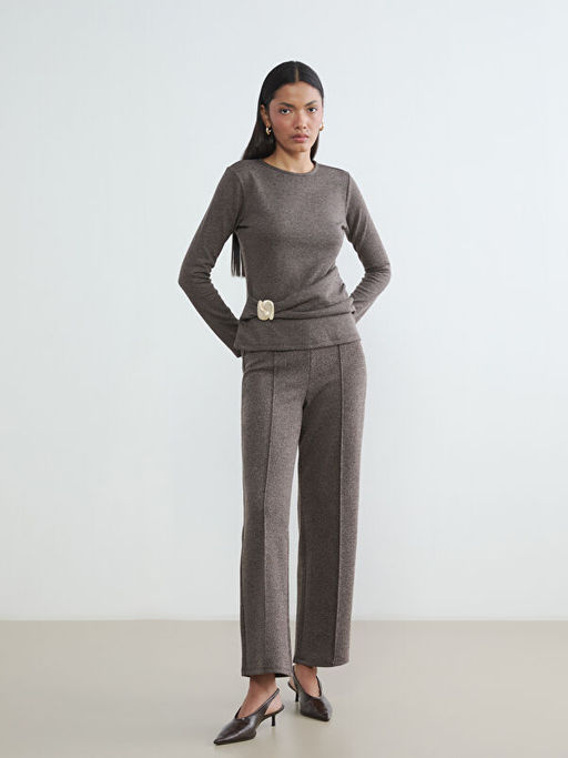 Bisiklet Yaka B?zg?l? Toka Detayl? Bluz