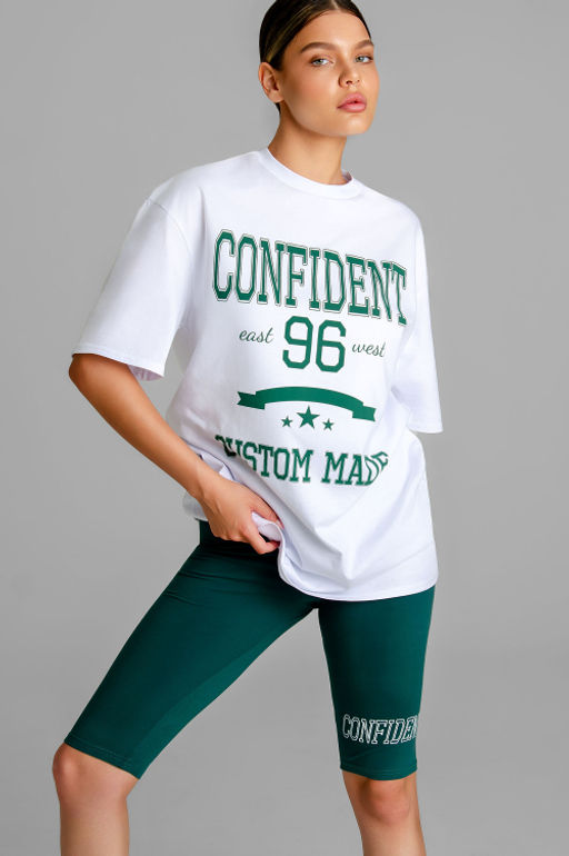 Арт. 5737 Костюм с велосипедками 42-50 (5 шт) Цвет:верх-белый,низ изумрудный - Калинка фото 12