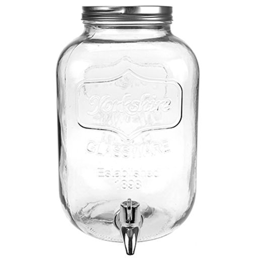 Лимонадник стеклянный с винтовой крышкой "Погребок" 5л, 16,5х16,5см h27см, д/горловины 9,3см, с краником, металлическая крышка (диаметр основания - 13см) (Китай)