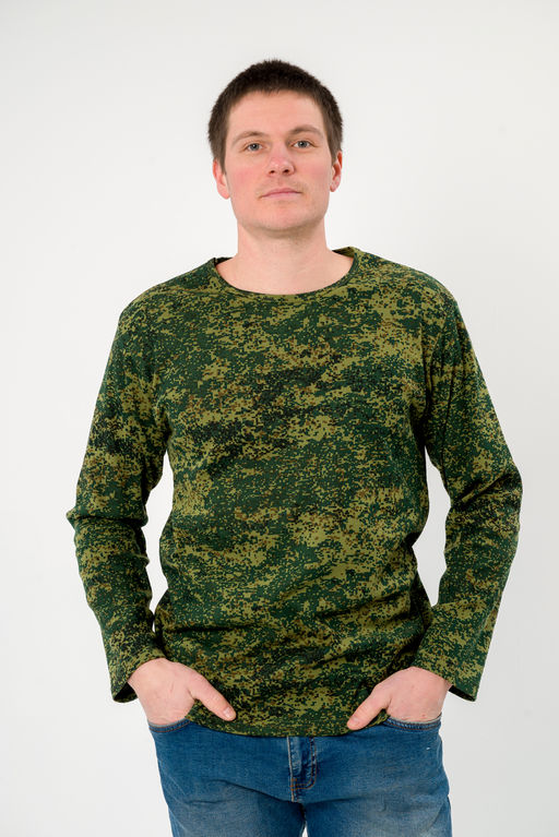 Лонгслив мужской из рибаны с начесом Пиксель макси