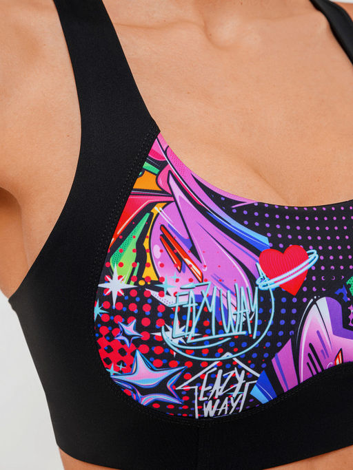 Спортивное бра FIT POP ART со средней поддержкой и вставными чашками - Eazyway фото 3