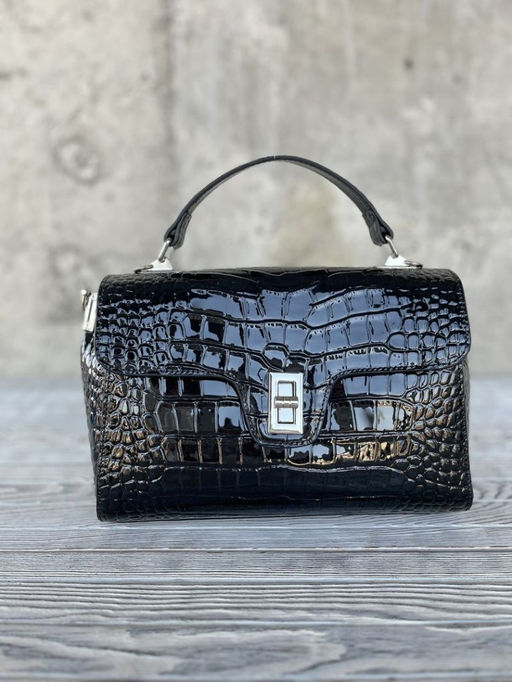 Женская лаковая сумка под крокодила HW-7711 Блек