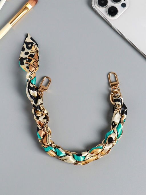 Брелок на 2 карабинах "Платок и цепочка" голубой 20х10х1,7 см