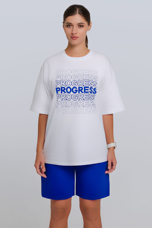 Арт. 51302 Костюм женский с шортами 42-50 (5 шт) Цвет:верх- белый, низ- вери-пери - Калинка фото 3