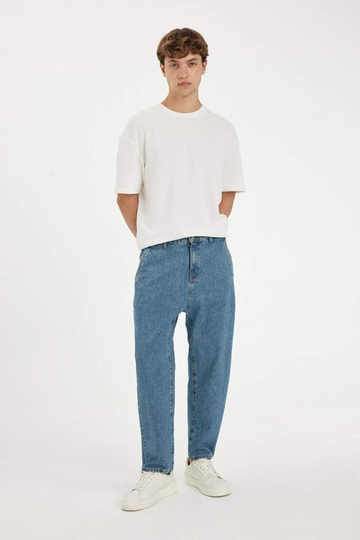 Свободный крой с напуском, морковный узор, нормальная талия, зауженные джинсовые брюки, стираные брюки - Defacto фото 5