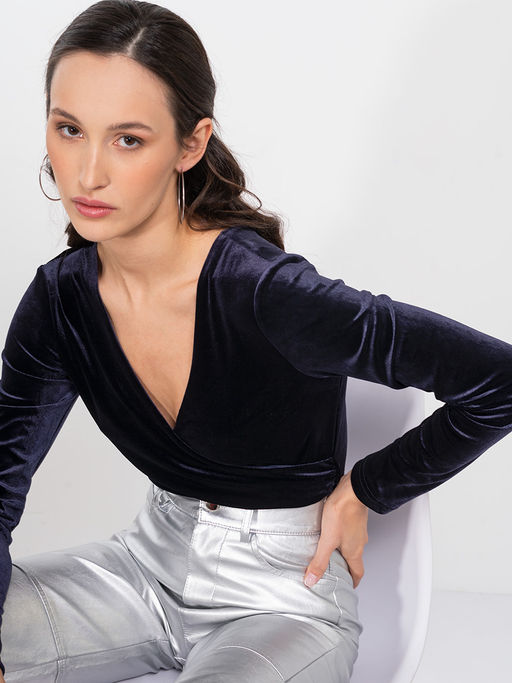 Боди из бархата OD-844-2 т.синий - Tantino фото 3