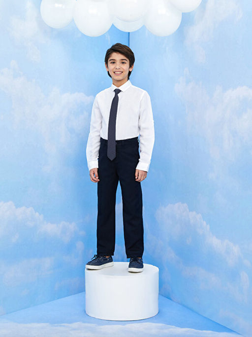 Basic Uzun Kollu Erkek ?ocuk G?mlek ve Kravat