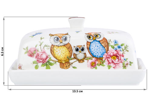 Масленка 13,5*9*6,5 см Совушки NEW BONE CHINA - Elan gallery фото 6