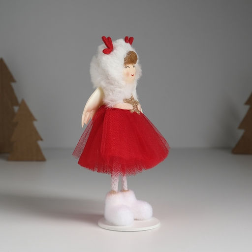 Кукла интерьерная Ангелочек в красном платье в шапке с оленьими рожками 5х5,5х16,5 см - Simaland фото 2