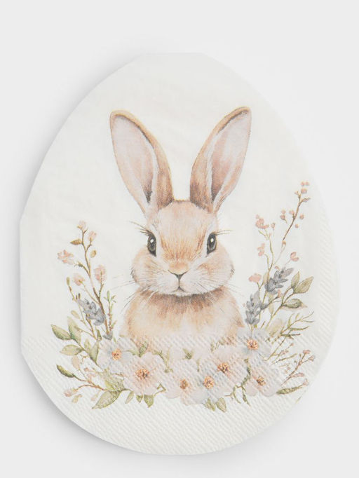 Салфетки бумажные, 33х23 см, 20 шт, бежевые, Яйцо, Кролик в цветах, Flower Rabbit - Anna lafarg фото 5