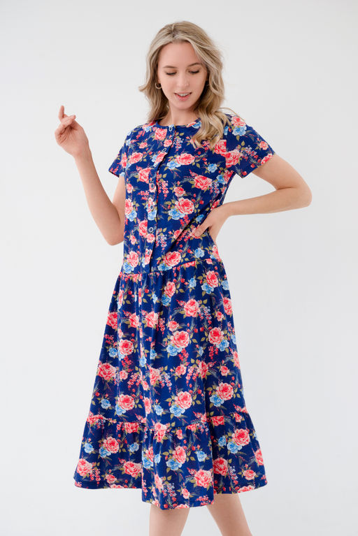 Платье женское из кулирки Кармелита красно-синий - Амадэль фото 5