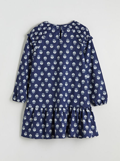 Bisiklet Yaka Desenli K?z ?ocuk Elbise