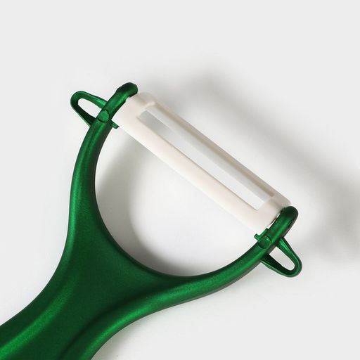 Набор кухонный Изгиб, 5 предметов: 4 ножа 7,5 см, 10 см, 13 см, 15 см, овощечистка, на подставке, цвет зелёный - Simaland фото 5