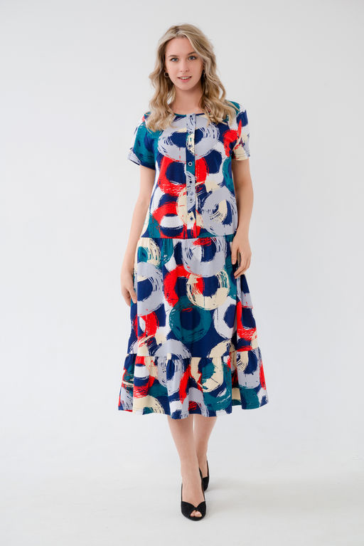 Платье женское из кулирки Кармелита круги - Амадэль фото 2