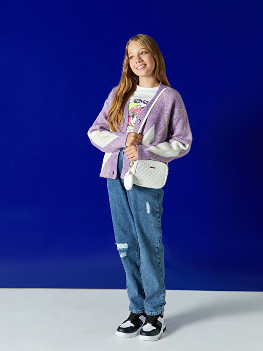 Beli Lastikli Y?rt?k Detayl? K?z ?ocuk Jean Pantolon