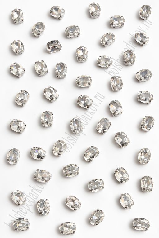 Стразы пришивные 8*6 мм "Овал" (50 шт) SF-7053, серебро №1