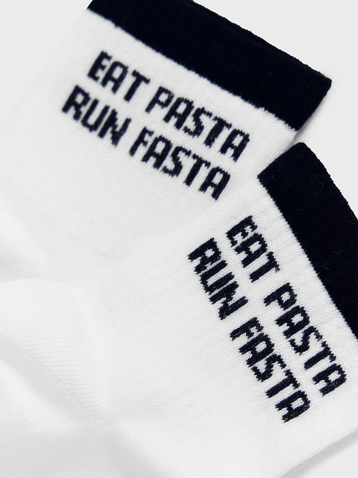Цена за 5 пар! Носки женские белые с рисунком в виде надписи EAT PASTA, RUN FASTA - Mark formelle фото 4