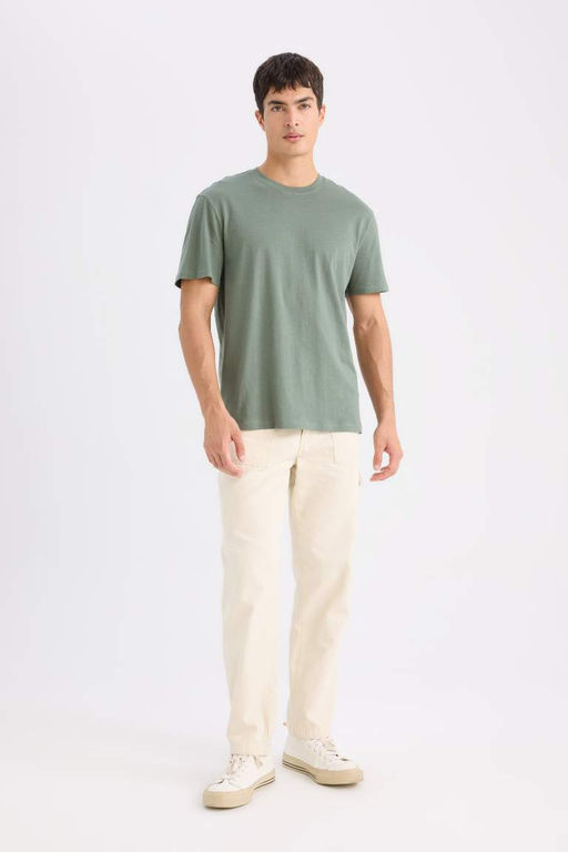 New Regular Fit Bisiklet Yaka Basic Duz K?sa Kollu Tisort - Defacto фото 4