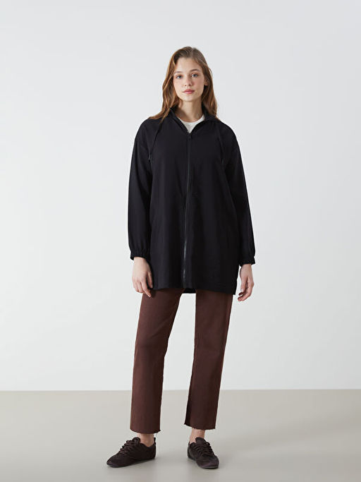 Kap??onlu D?z Oversize Kad?n Tunik